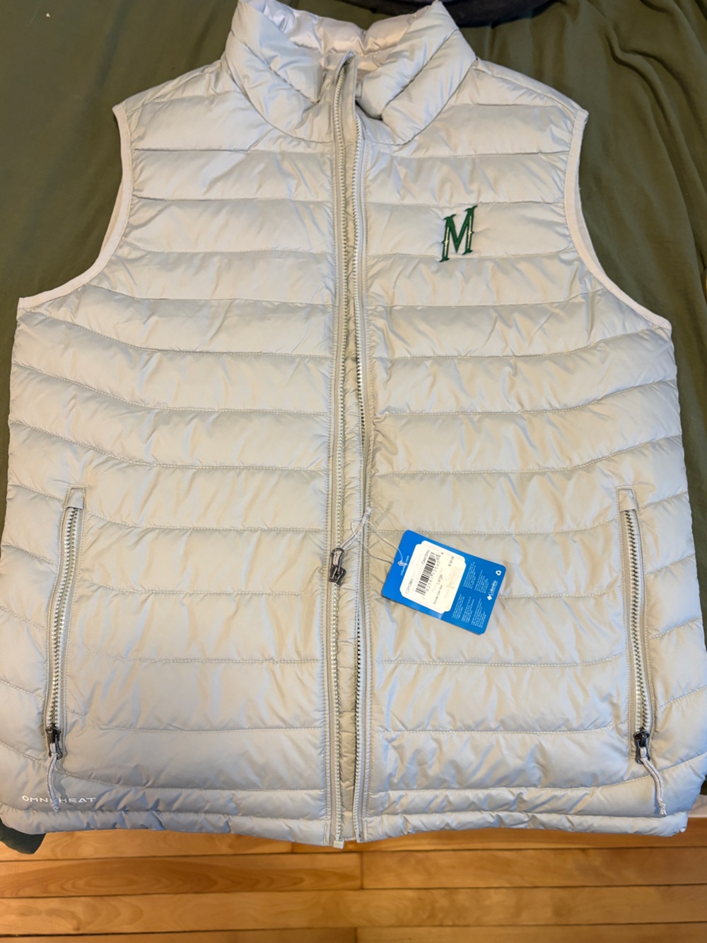 Columbia Omni-Heat Minnesota Wild Light Gray Quilted Puffer Vest